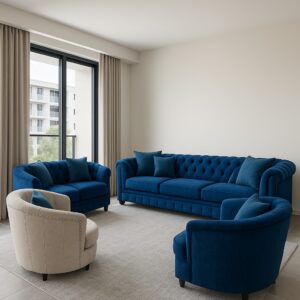 Double tone Fabric chesterfield sofaset 7 seater 2 Double tone Fabric chesterfield sofaset 7 seater